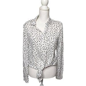 BEACH Lunch Lounge Blouse V Neck Polka Dot Top Small
